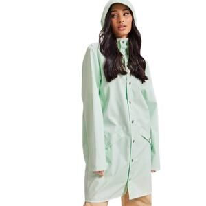 Rains Unisex Long Jacket Mineral Green Knee Length Waterproof Snap Hood Medium